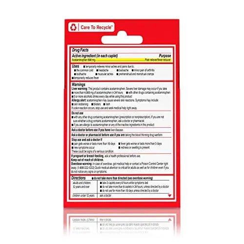 Tylenol Extra Strength 500 mg Acetaminophen Caplets, Pain Reliever & Fever Reducer, Acetaminophen for Minor Arthritis Pain, Headache, Backache & Menstrual Pain Relief, Travel Size, 6 Ct - dailyvitalstore