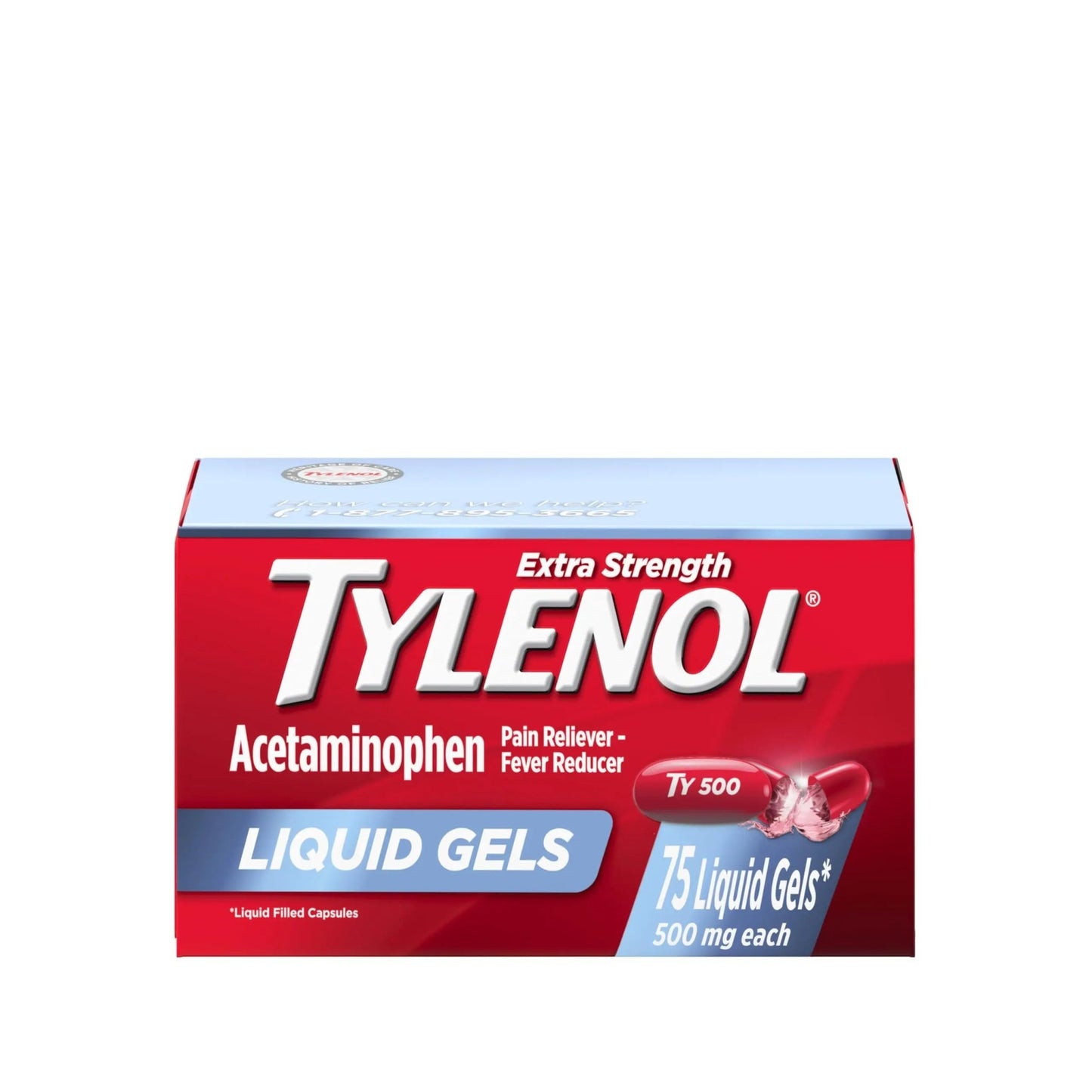 Tylenol Extra Strength Liquid Gels, Fast, Strong Pain Relief, Fever Reducer for Adults with 500 mg Acetaminophen, Fast-Acting Liquid Gel Capsules for Headaches & Minor Pain Relief, 75 Count - dailyvitalstore