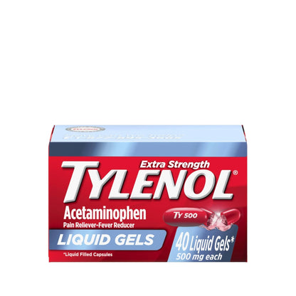 Tylenol Extra Strength Liquid Gels, Fast, Strong Pain Relief, Fever Reducer for Adults with 500 mg Acetaminophen, Fast-Acting Liquid Gel Capsules for Headaches & Minor Pain Relief, 40 Count - dailyvitalstore