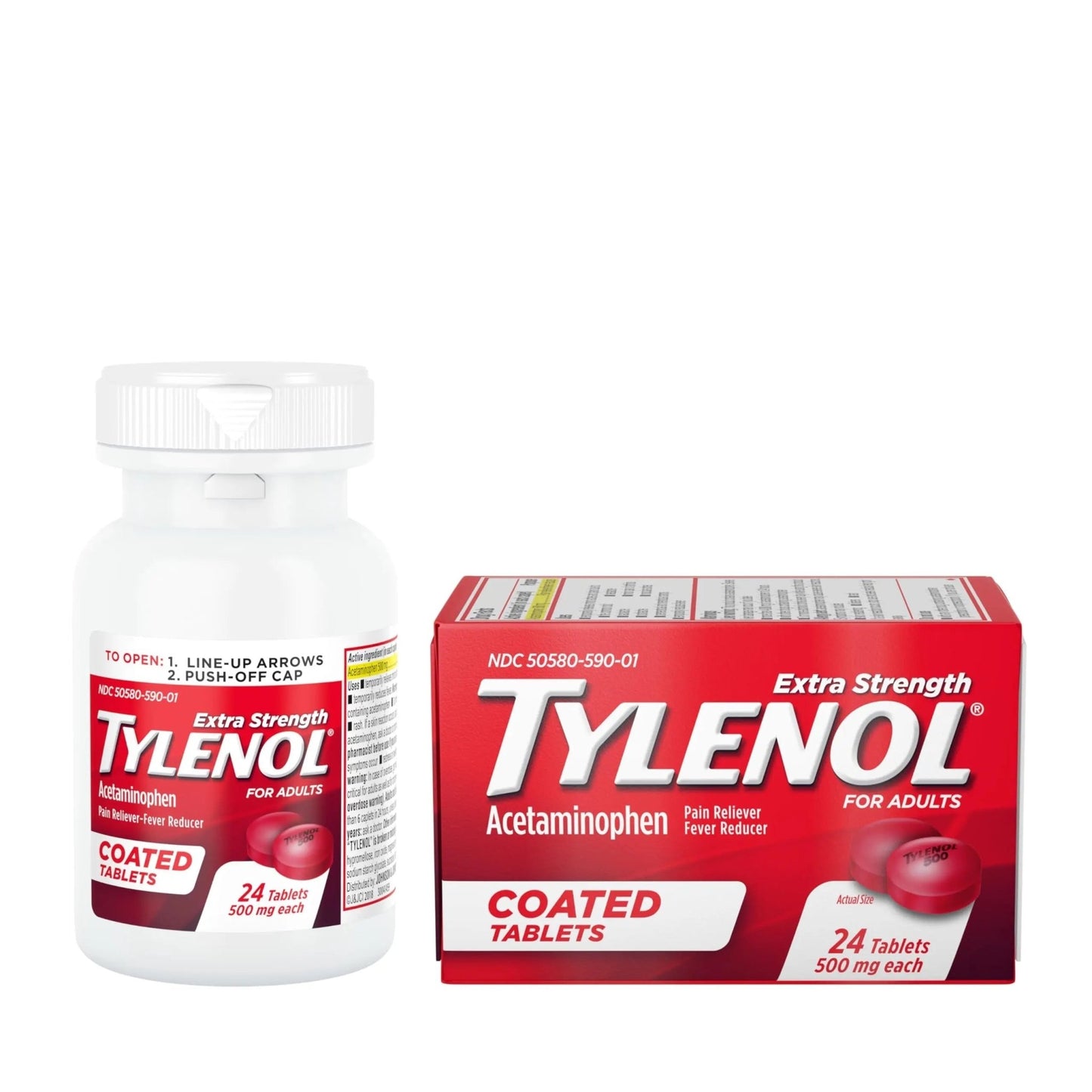 Tylenol Extra Strength Pain Reliever & Fever Reducer, Round Coated Tablets, 500 mg Acetaminophen Pain Relief Pills for Headache, Toothache & Minor Arthritis Pain, 24 ct - dailyvitalstore