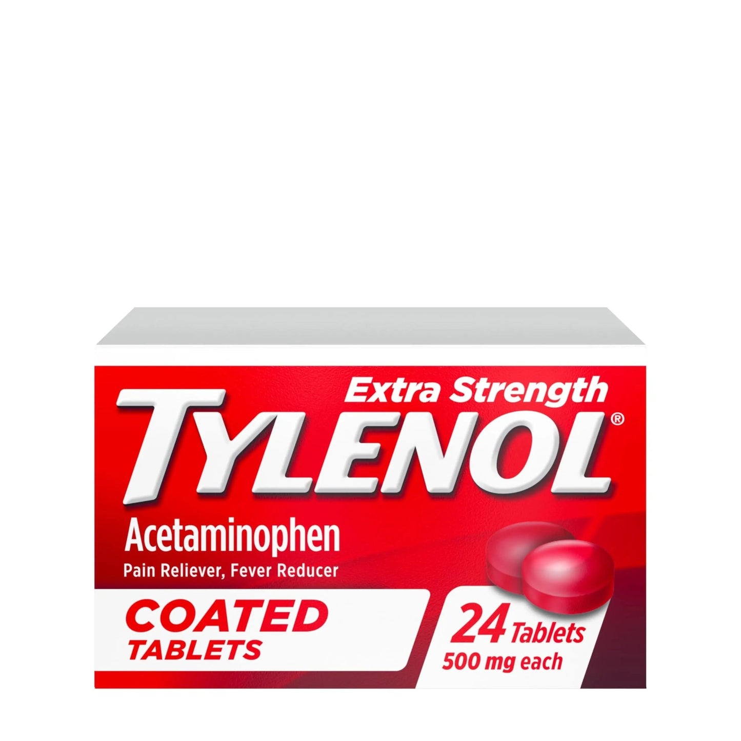 Tylenol Extra Strength Pain Reliever & Fever Reducer, Round Coated Tablets, 500 mg Acetaminophen Pain Relief Pills for Headache, Toothache & Minor Arthritis Pain, 24 ct - dailyvitalstore