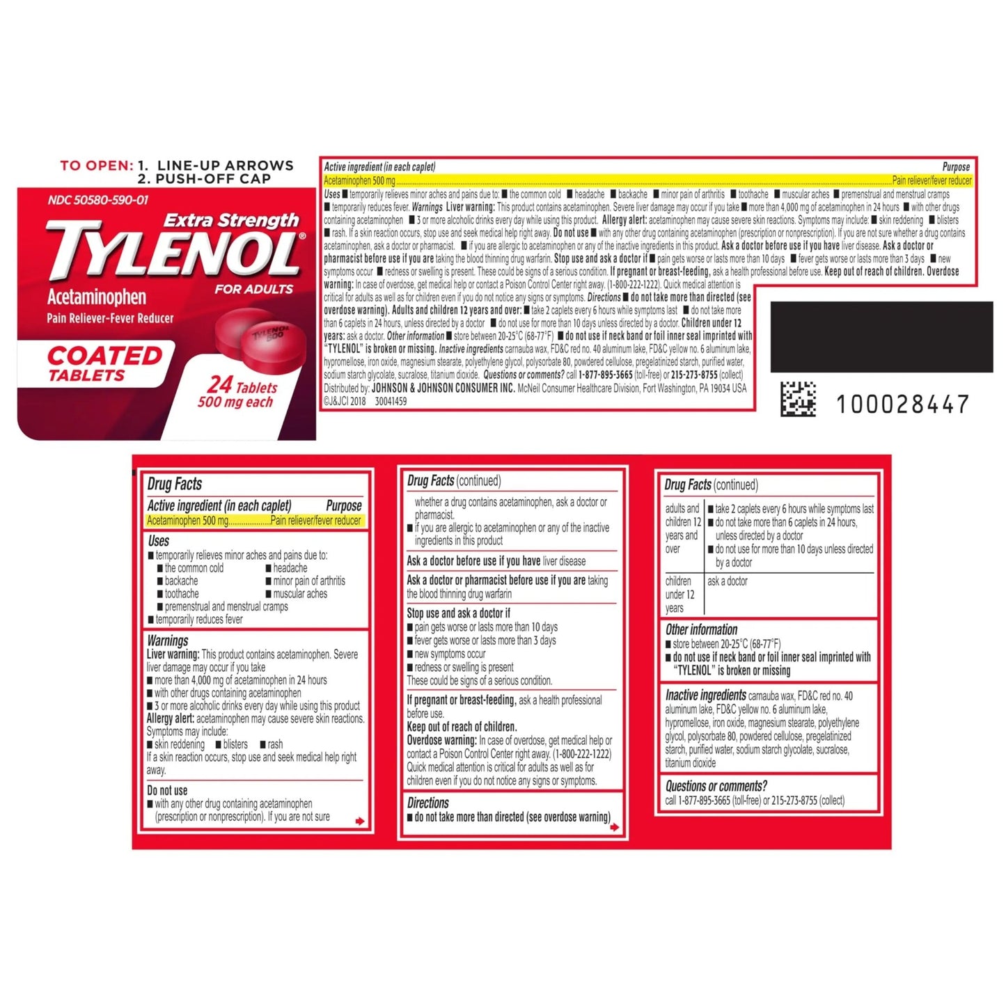 Tylenol Extra Strength Pain Reliever & Fever Reducer, Round Coated Tablets, 500 mg Acetaminophen Pain Relief Pills for Headache, Toothache & Minor Arthritis Pain, 24 ct - dailyvitalstore