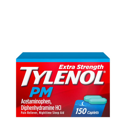 Tylenol PM Extra Strength Nighttime Pain Reliever & Sleep Aid Caplets, 500 mg Acetaminophen & 25 mg Diphenhydramine HCl, Relief for Nighttime Aches & Pains, Non-Habit Forming, 150 ct - dailyvitalstore