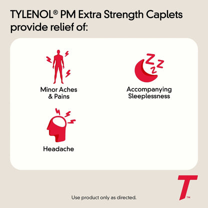 Tylenol PM Extra Strength Nighttime Pain Reliever & Sleep Aid Caplets, 500 mg Acetaminophen & 25 mg Diphenhydramine HCl, Relief for Nighttime Aches & Pains, Non-Habit Forming, 150 ct - dailyvitalstore