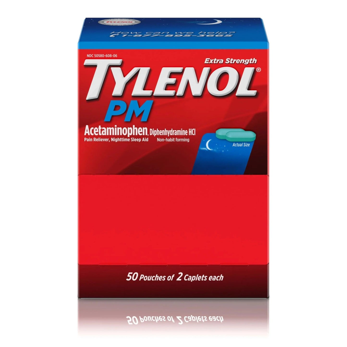 Tylenol PM Extra Strength Nighttime Pain Reliever Sleep Aid Caplets with Acetaminophen & Diphenhydramine HCl, Relief for Nighttime Aches & Pains, Travel Size, 50 Packs of 2 Caplets - dailyvitalstore