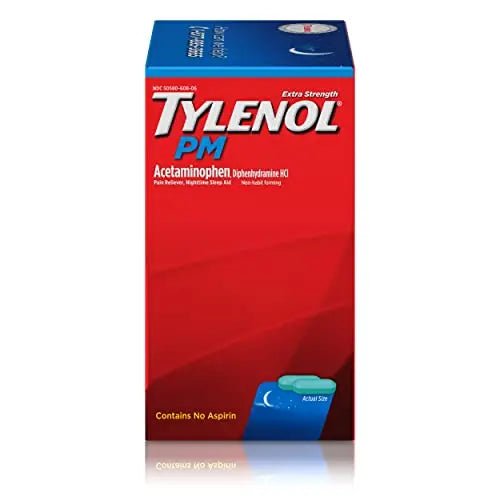 Tylenol PM Extra Strength Nighttime Pain Reliever Sleep Aid Caplets with Acetaminophen & Diphenhydramine HCl, Relief for Nighttime Aches & Pains, Travel Size, 50 Packs of 2 Caplets - dailyvitalstore