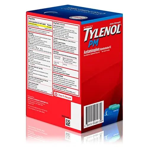 Tylenol PM Extra Strength Nighttime Pain Reliever Sleep Aid Caplets with Acetaminophen & Diphenhydramine HCl, Relief for Nighttime Aches & Pains, Travel Size, 50 Packs of 2 Caplets - dailyvitalstore