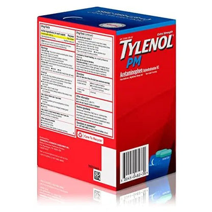 Tylenol PM Extra Strength Nighttime Pain Reliever Sleep Aid Caplets with Acetaminophen & Diphenhydramine HCl, Relief for Nighttime Aches & Pains, Travel Size, 50 Packs of 2 Caplets - dailyvitalstore
