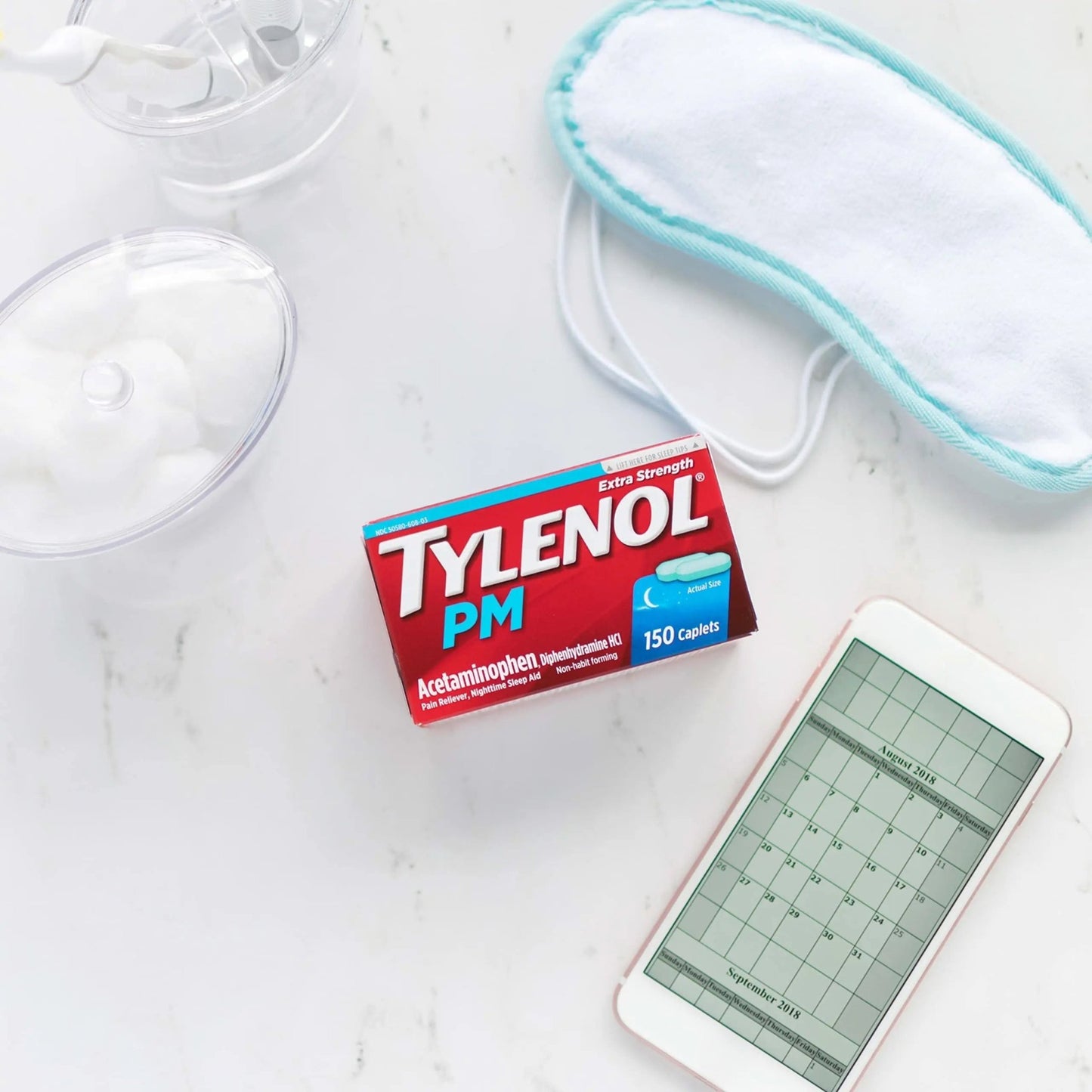 Tylenol PM Extra Strength Nighttime Pain Reliever Sleep Aid Caplets with Acetaminophen & Diphenhydramine HCl, Relief for Nighttime Aches & Pains, Travel Size, 50 Packs of 2 Caplets - dailyvitalstore