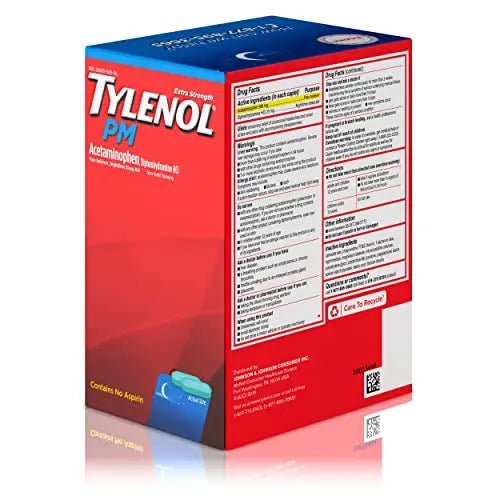 Tylenol PM Extra Strength Nighttime Pain Reliever Sleep Aid Caplets with Acetaminophen & Diphenhydramine HCl, Relief for Nighttime Aches & Pains, Travel Size, 50 Packs of 2 Caplets - dailyvitalstore