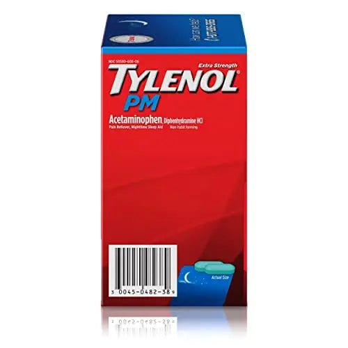 Tylenol PM Extra Strength Nighttime Pain Reliever Sleep Aid Caplets with Acetaminophen & Diphenhydramine HCl, Relief for Nighttime Aches & Pains, Travel Size, 50 Packs of 2 Caplets - dailyvitalstore