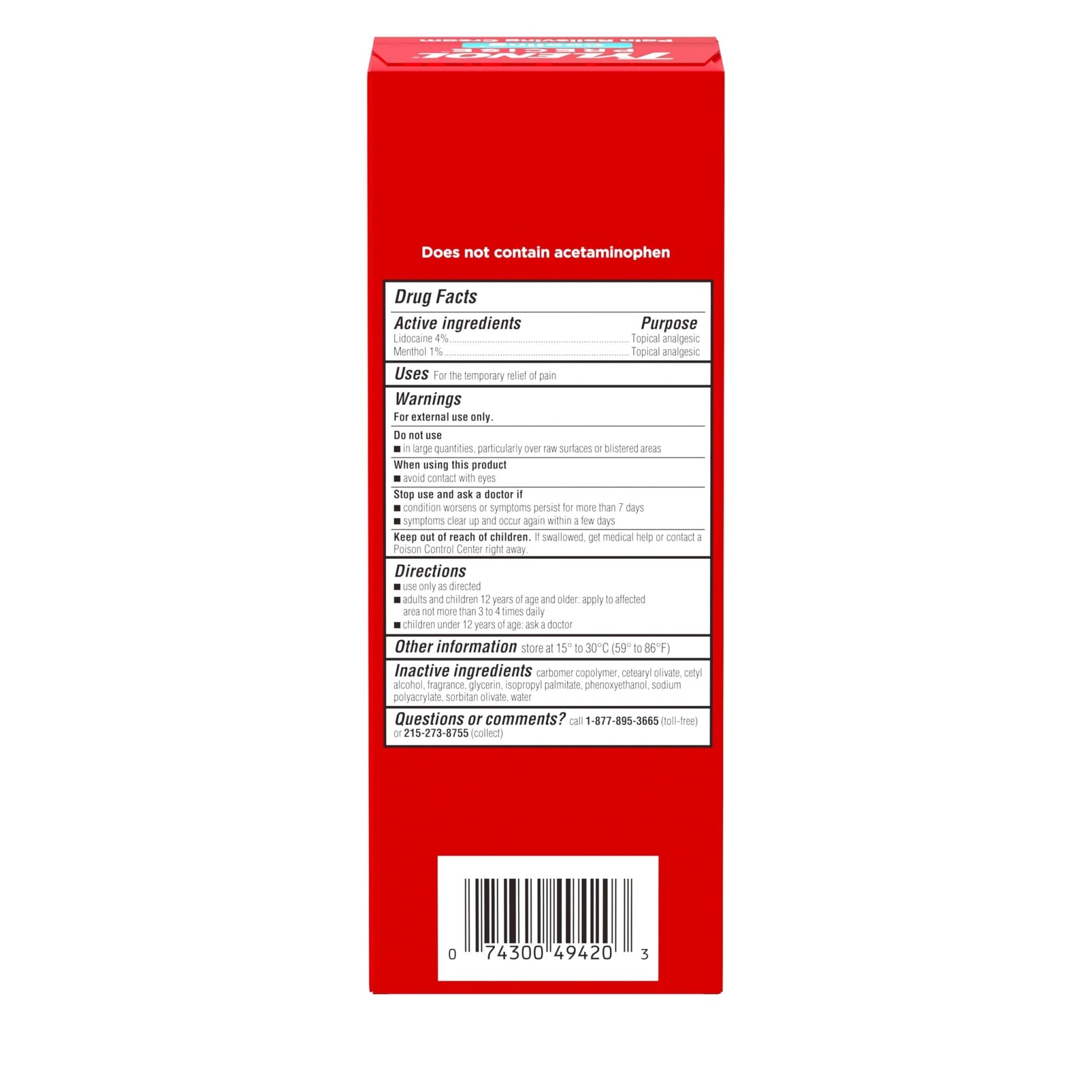 Tylenol Precise Cream, Cooling Sensation Pain Relief, Roll‑On, Lidocaine 4%, Menthol 1%, Targeted Maximum OTC Strength Combination for Back, Muscle and Joint, Numbing Cream Rollerball Applicator, 4 oz - dailyvitalstore