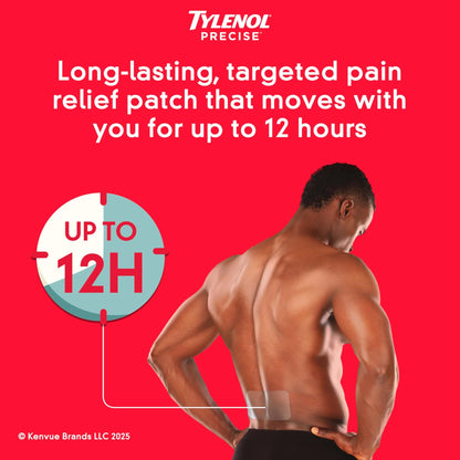 Tylenol Precise Pain Relieving Patches, Large Topical Analgesic Patches + Maximum OTC Strength Lidocaine Penetrates, Targeted Relief Ideal for Shoulder, Back & Knee Pain, Unscented, 4 ct - dailyvitalstore