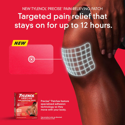Tylenol Precise Pain Relieving Patches, Large Topical Analgesic Patches + Maximum OTC Strength Lidocaine Penetrates, Targeted Relief Ideal for Shoulder, Back & Knee Pain, Unscented, 4 ct - dailyvitalstore