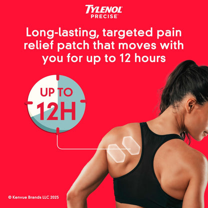 Tylenol Precise Pain Relieving Patches, Topical Analgesic Patches + Maximum OTC Strength Lidocaine Penetrates, Targeted Relief Ideal for Shoulder, Back & Knee Pain, Unscented, 3 x 2 ct - dailyvitalstore