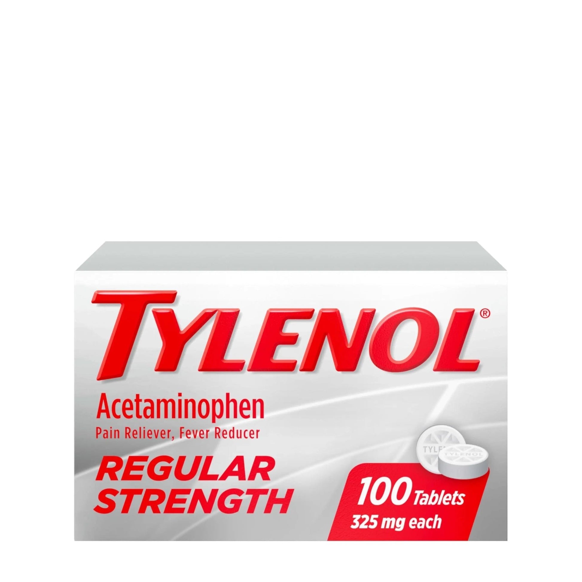 Tylenol Regular Strength Tablets with 325 mg of Acetaminophen, Fever Reducer & Pain Reliever for Headache, Backache, Muscle Aches, Joint Pain & Menstrual Cramps, 100 ct - dailyvitalstore