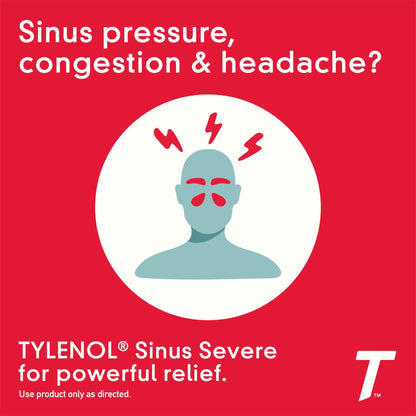 Tylenol Sinus + Headache Daytime Non-Drowsy Relief Caplets, Acetaminophen 325mg, Phenylephrine HCI 5mg, Nasal Decongestant for Sinus Pain, Headache & Nasal Congestion Relief, Fever Reduction, 24 Count - dailyvitalstore