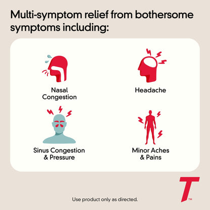 Tylenol Sinus + Headache Daytime Non-Drowsy Relief Caplets, Acetaminophen 325mg, Phenylephrine HCI 5mg, Nasal Decongestant for Sinus Pain, Headache & Nasal Congestion Relief, Fever Reduction, 24 Count - dailyvitalstore