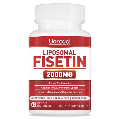 Uarcool Fisetin Supplement 2000mg for Healthy Aging and Longevity, Skin Health, Brain - Soy Free, Vegetarian - 60 Softgels - dailyvitalstore