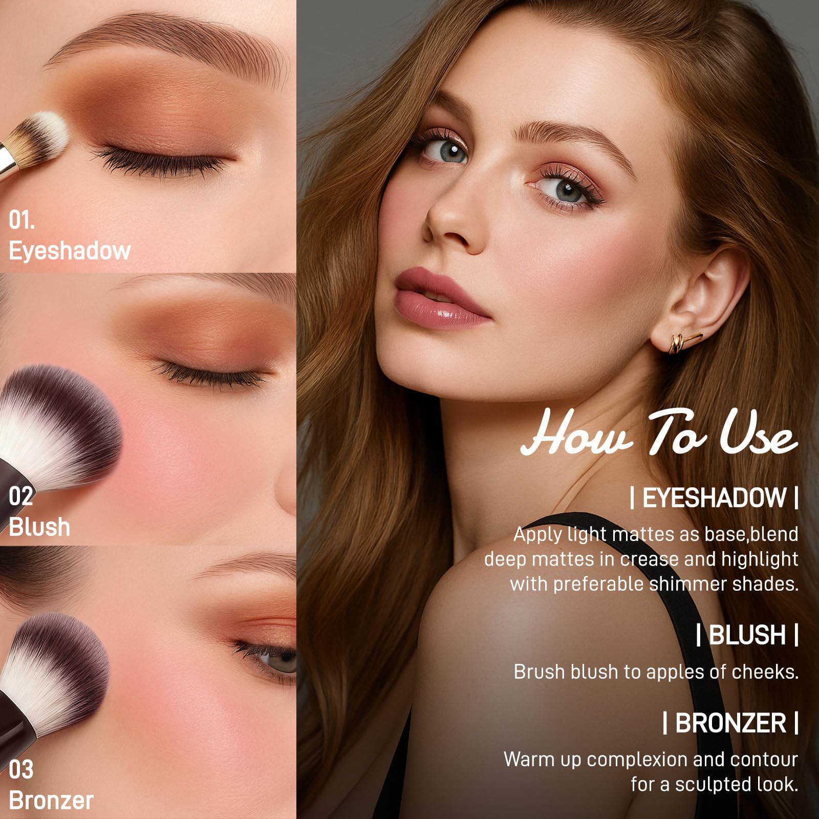 UCANBE Full Size Baked Makeup Palette Set - Include Blush, Bronzer, 8 Eyeshadows & Brushes, Pigmented All-in-One Face & Eye Compact Powder Beauty Holiday Gift Kit for Starter & Pros, Travel Friendly - dailyvitalstore