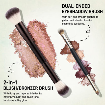 UCANBE Full Size Baked Makeup Palette Set - Include Blush, Bronzer, 8 Eyeshadows & Brushes, Pigmented All-in-One Face & Eye Compact Powder Beauty Holiday Gift Kit for Starter & Pros, Travel Friendly - dailyvitalstore