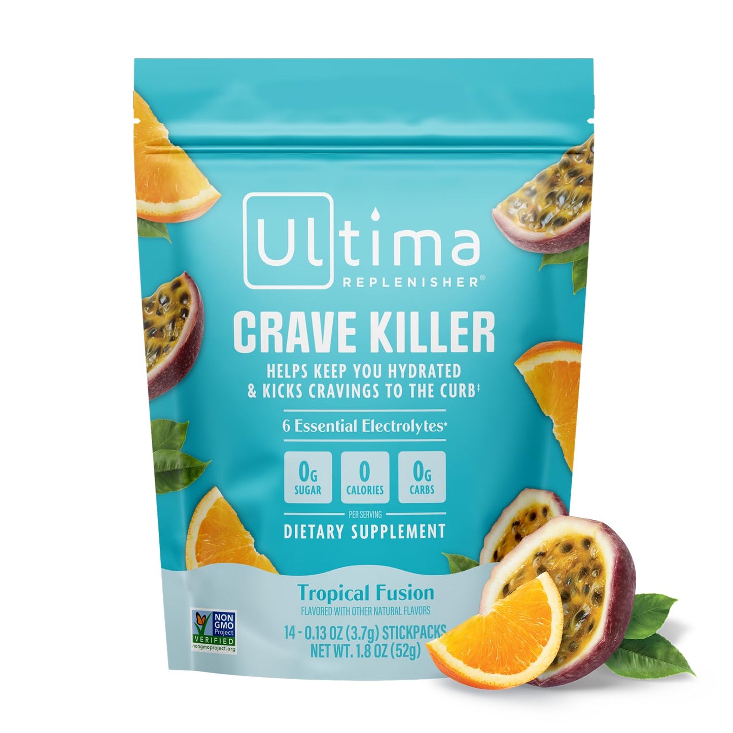 Ultima Replenisher Crave Killer Supplement and Electrolytes Powder – Tropical Fusion, 14 Stickpacks – Hydration Packets that Kick Cravings to The Curb - dailyvitalstore