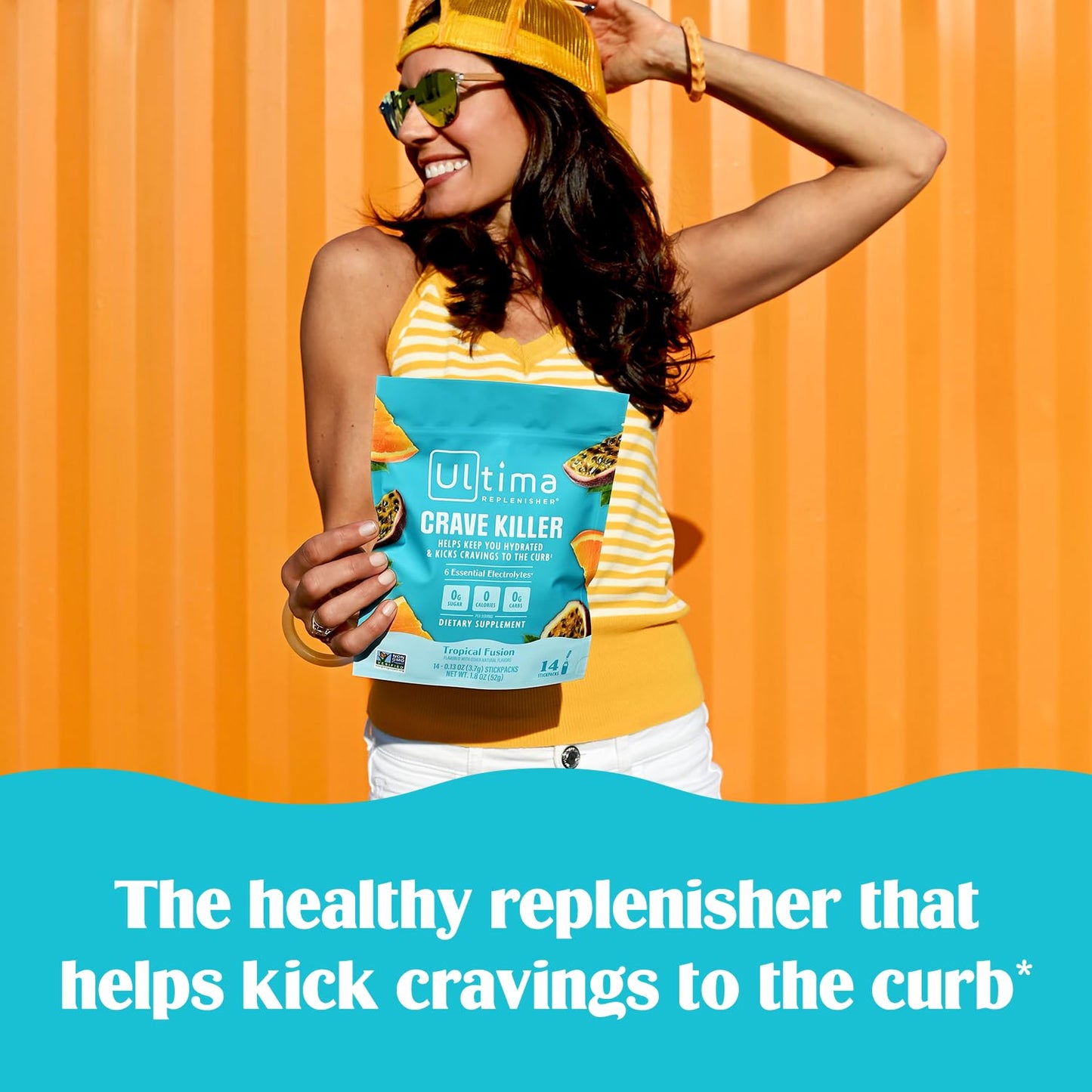 Ultima Replenisher Crave Killer Supplement and Electrolytes Powder – Tropical Fusion, 14 Stickpacks – Hydration Packets that Kick Cravings to The Curb - dailyvitalstore
