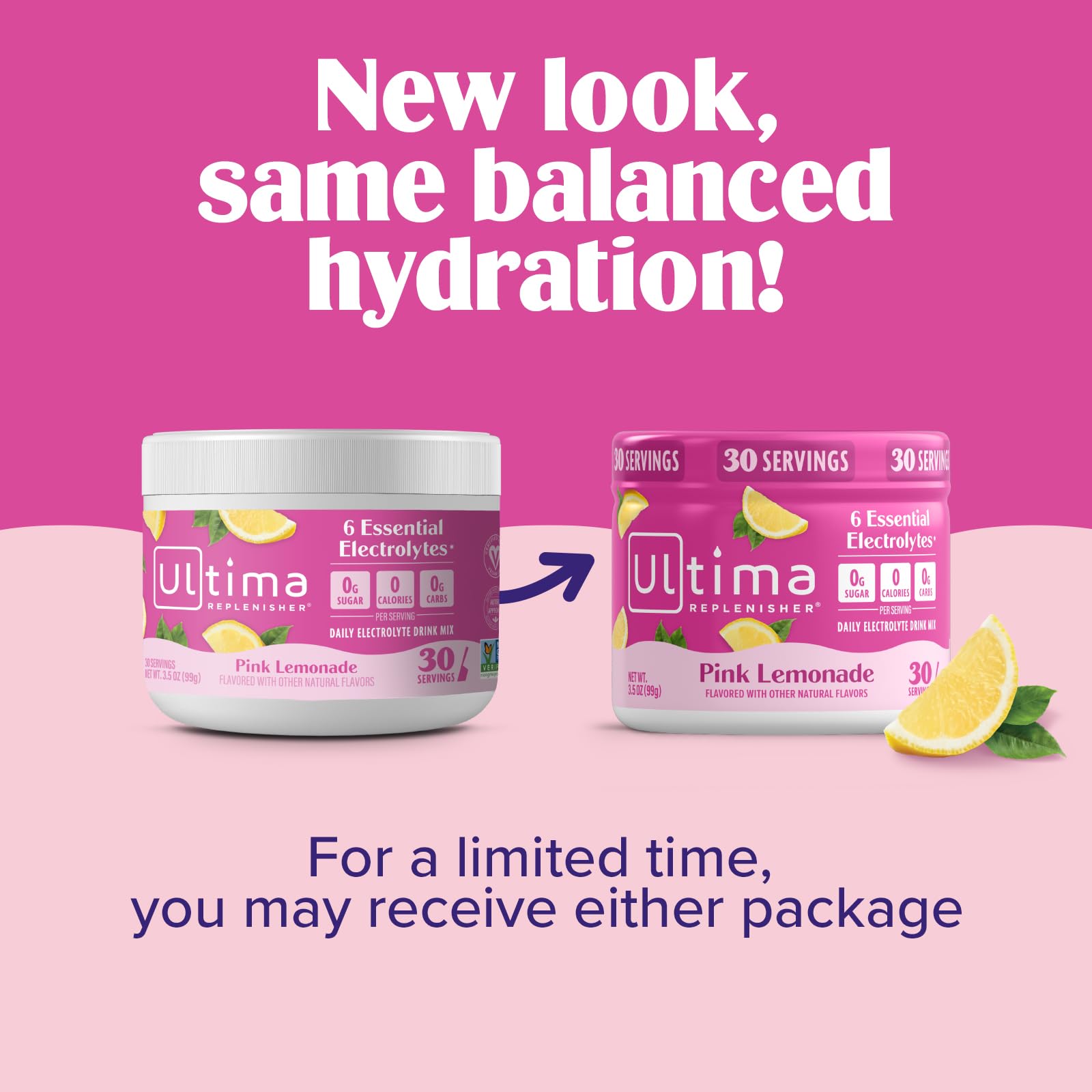 Ultima Replenisher Daily Electrolyte Powder Drink Mix – Pink Lemonade, 30 Servings Canister – Zero Sugar Hydration Powder with 6 Electrolytes & Minerals - dailyvitalstore