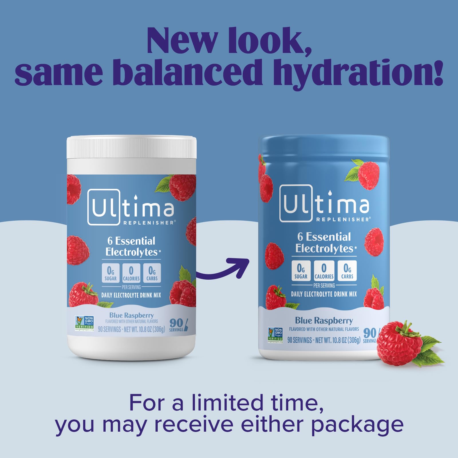 Ultima Replenisher Daily Electrolyte Powder Drink Mix – Sugar Free – Blue Raspberry, 90 Servings – Hydration Powder with 6 Electrolytes and Minerals - dailyvitalstore