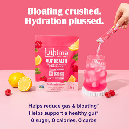 Ultima Replenisher Gut Health Supplement and Electrolytes Powder - Raspberry Lemonade, 14 Stickpacks - dailyvitalstore
