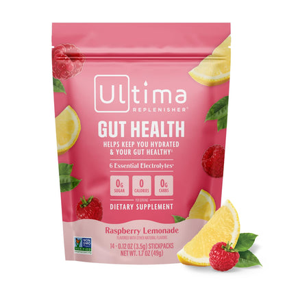 Ultima Replenisher Gut Health Supplement and Electrolytes Powder - Raspberry Lemonade, 14 Stickpacks - dailyvitalstore