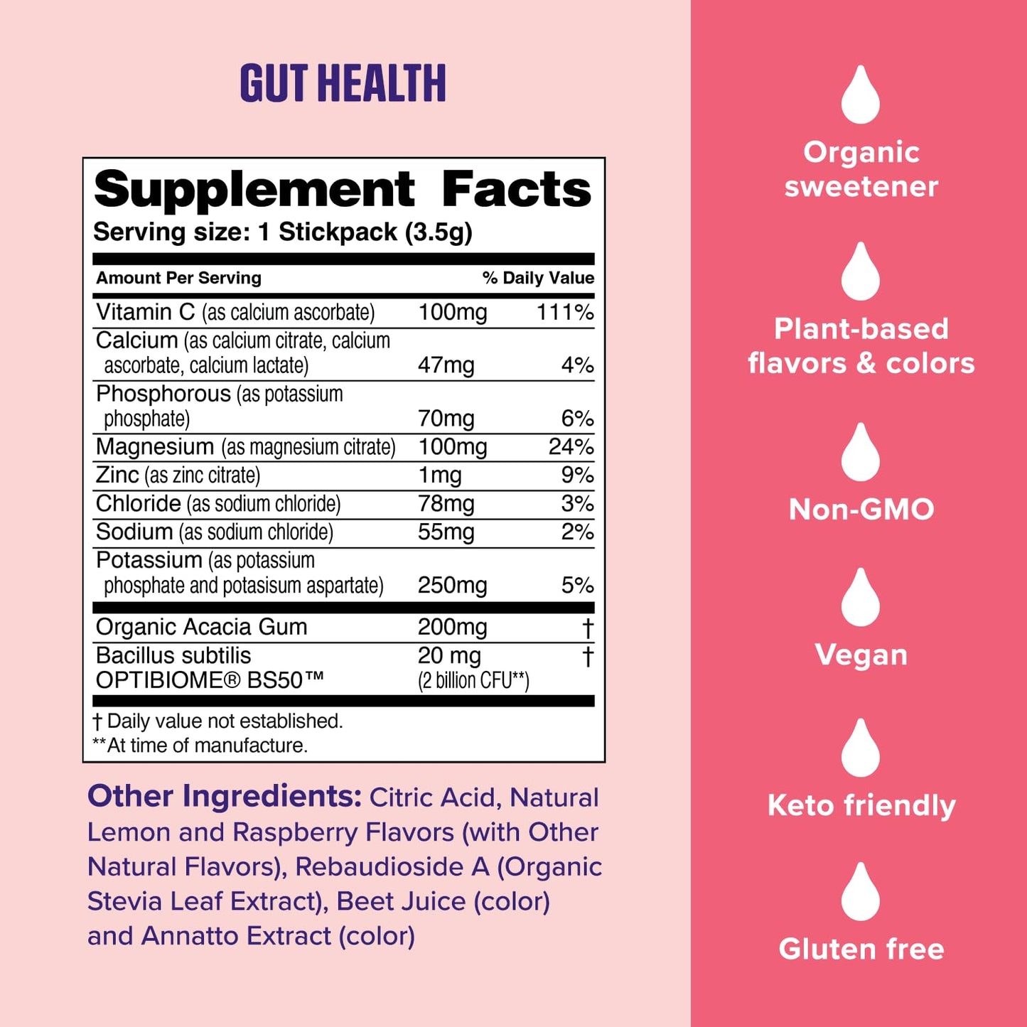 Ultima Replenisher Gut Health Supplement and Electrolytes Powder - Raspberry Lemonade, 14 Stickpacks - dailyvitalstore