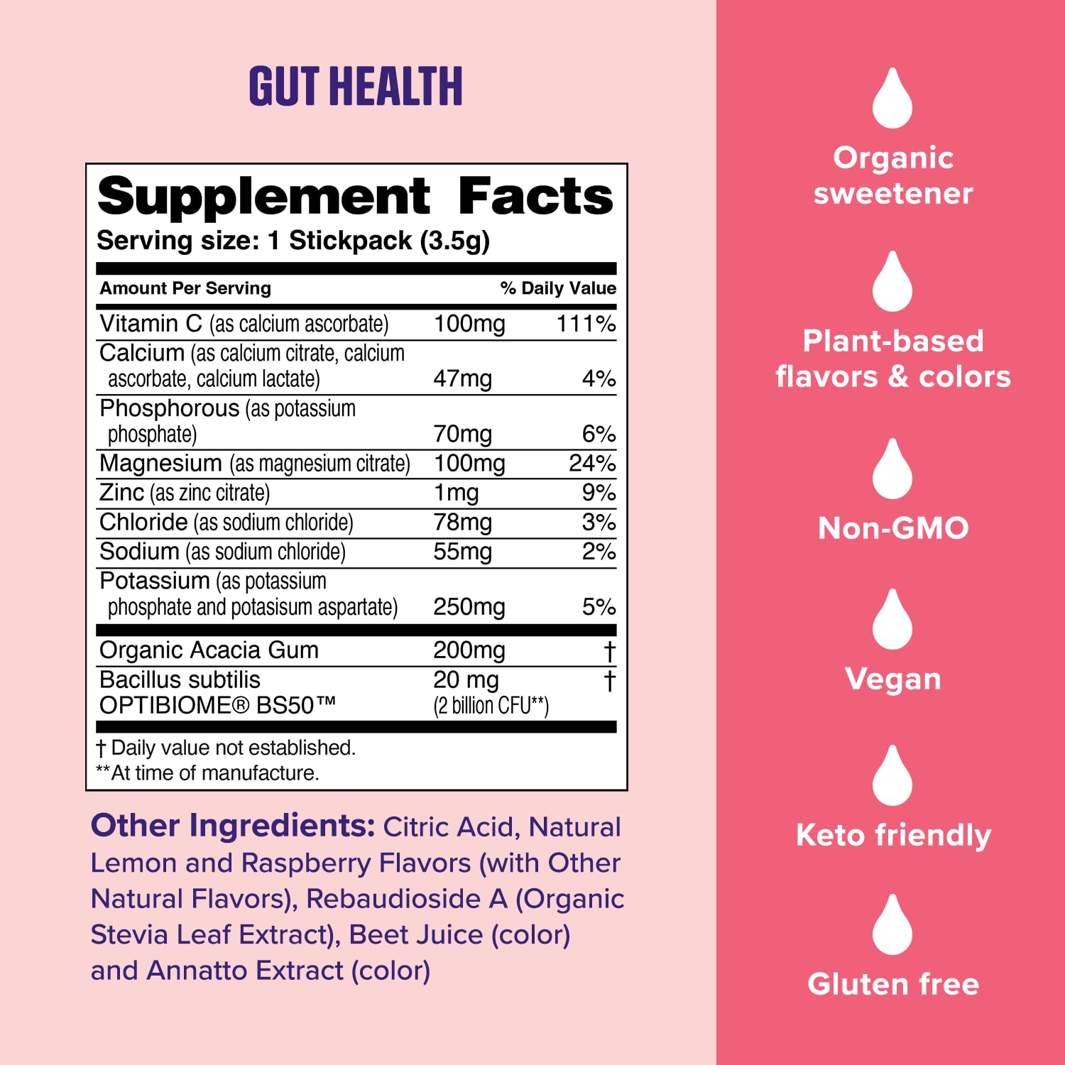 Ultima Replenisher Gut Health Supplement and Electrolytes Powder - Raspberry Lemonade, 14 Stickpacks - dailyvitalstore