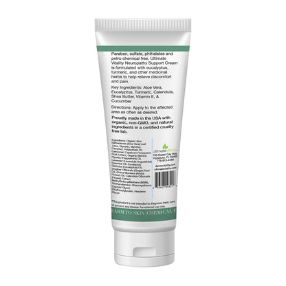 UltimateVitality Neuropathy Support Cream – Natural Organic Cream for Feet, Hands, Legs, Toes Includes Arnica, Capsicum Frutescens Fruit Extract, Peppermint a Ginger - 6 Ounces - dailyvitalstore