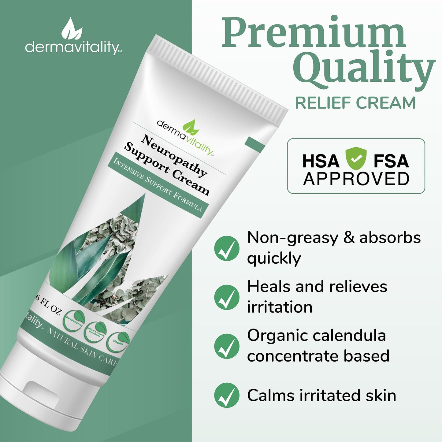 UltimateVitality Neuropathy Support Cream – Natural Organic Cream for Feet, Hands, Legs, Toes Includes Arnica, Capsicum Frutescens Fruit Extract, Peppermint a Ginger - 6 Ounces - dailyvitalstore