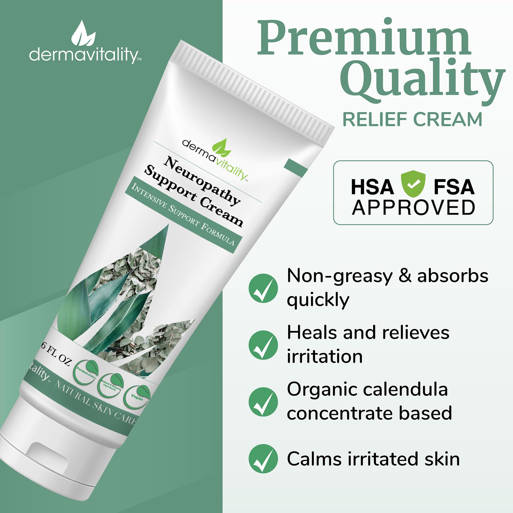 UltimateVitality Neuropathy Support Cream – Natural Organic Cream for Feet, Hands, Legs, Toes Includes Arnica, Capsicum Frutescens Fruit Extract, Peppermint a Ginger - 6 Ounces - dailyvitalstore