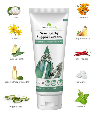 UltimateVitality Neuropathy Support Cream – Natural Organic Cream for Feet, Hands, Legs, Toes Includes Arnica, Capsicum Frutescens Fruit Extract, Peppermint a Ginger - 6 Ounces - dailyvitalstore