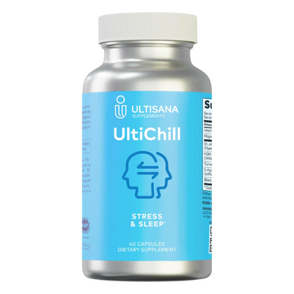 Ultisana UltiChill Stress Relief Supplement, Non-Drowsy | for Enhanced Mood, Immune Booster & Sleep Support | Magnesium Glycinate, Vitamin B6, KSM-66 Ashwagandha, Turmeric & 5-HTP | Non-GMO, 60 Count - dailyvitalstore