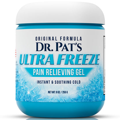 Ultra Freeze Dr Pat's Pain Relief Cream (9oz) - Muscle Rub Gel for Arthritis, Neuropathy, Foot & Joint - Cooling Sports Massage for Back, Shoulder & Knee - Menthol Analgesic for Neck & Body - dailyvitalstore