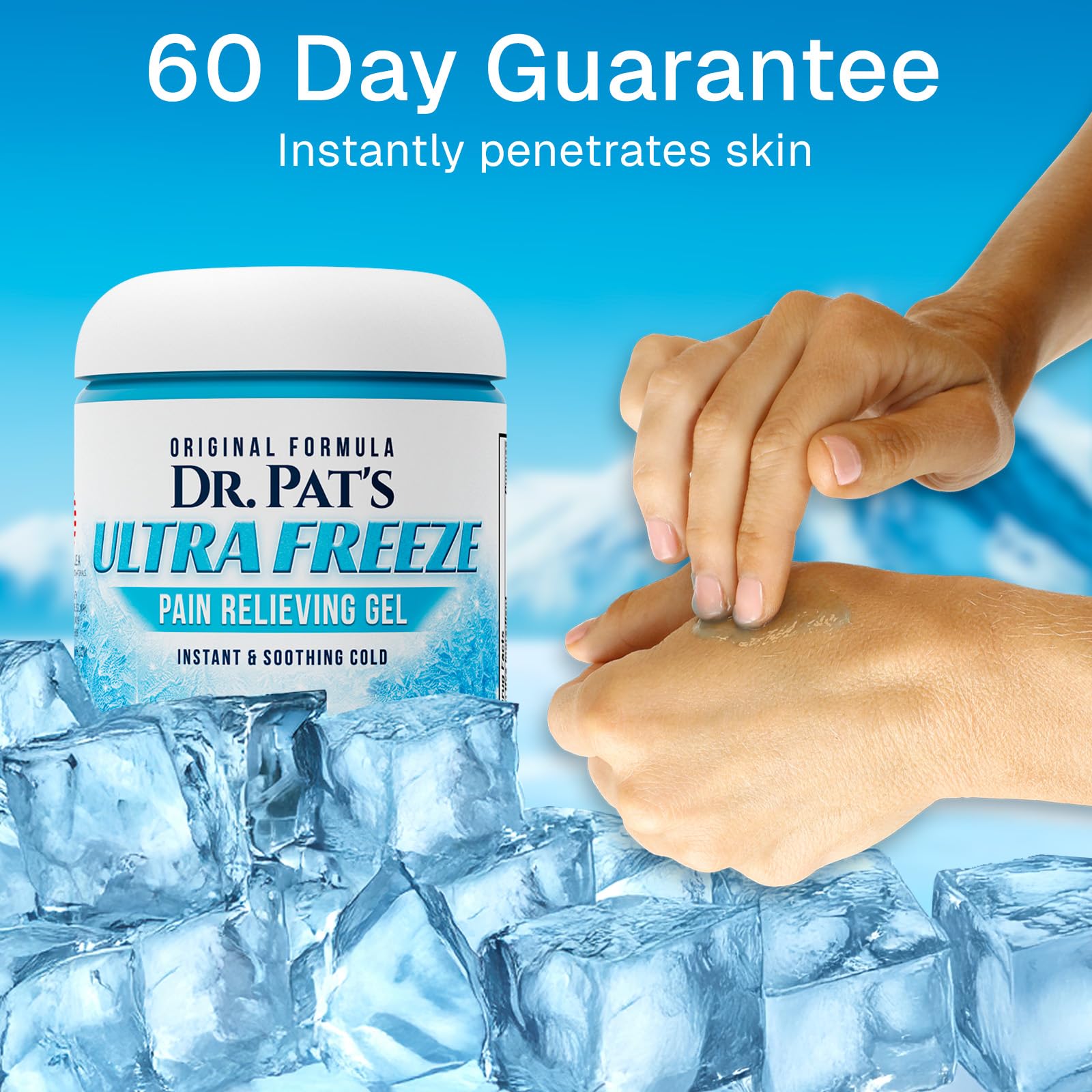 Ultra Freeze Dr Pat's Pain Relief Cream (9oz) - Muscle Rub Gel for Arthritis, Neuropathy, Foot & Joint - Cooling Sports Massage for Back, Shoulder & Knee - Menthol Analgesic for Neck & Body - dailyvitalstore