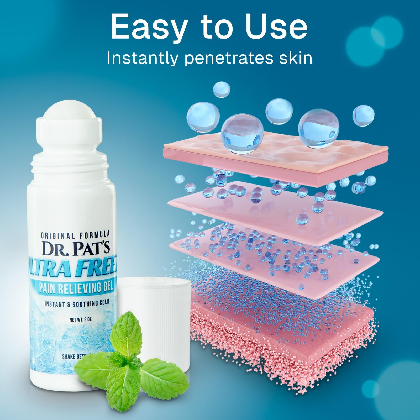 Ultra Freeze Roll-On Pain Relief Gel (3oz) - Joint & Muscle Therapy Rub for Arthritis, Neuropathy, Foot, and Joint - Cooling Topical Anti-Inflammatory (2 Pack) - dailyvitalstore