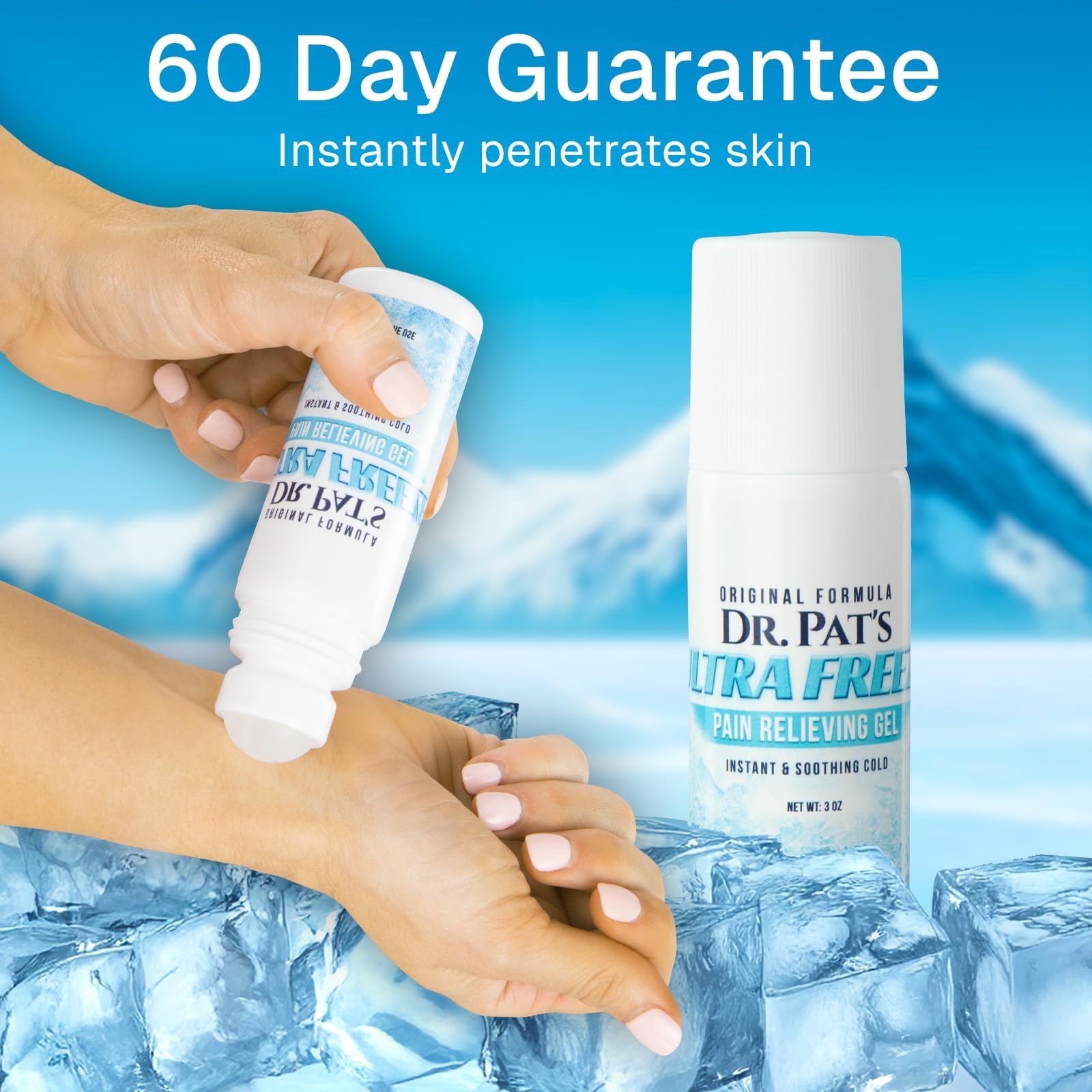 Ultra Freeze Roll-On Pain Relief Gel (3oz) - Joint & Muscle Therapy Rub for Arthritis, Neuropathy, Foot, and Joint - Cooling Topical Anti-Inflammatory (2 Pack) - dailyvitalstore