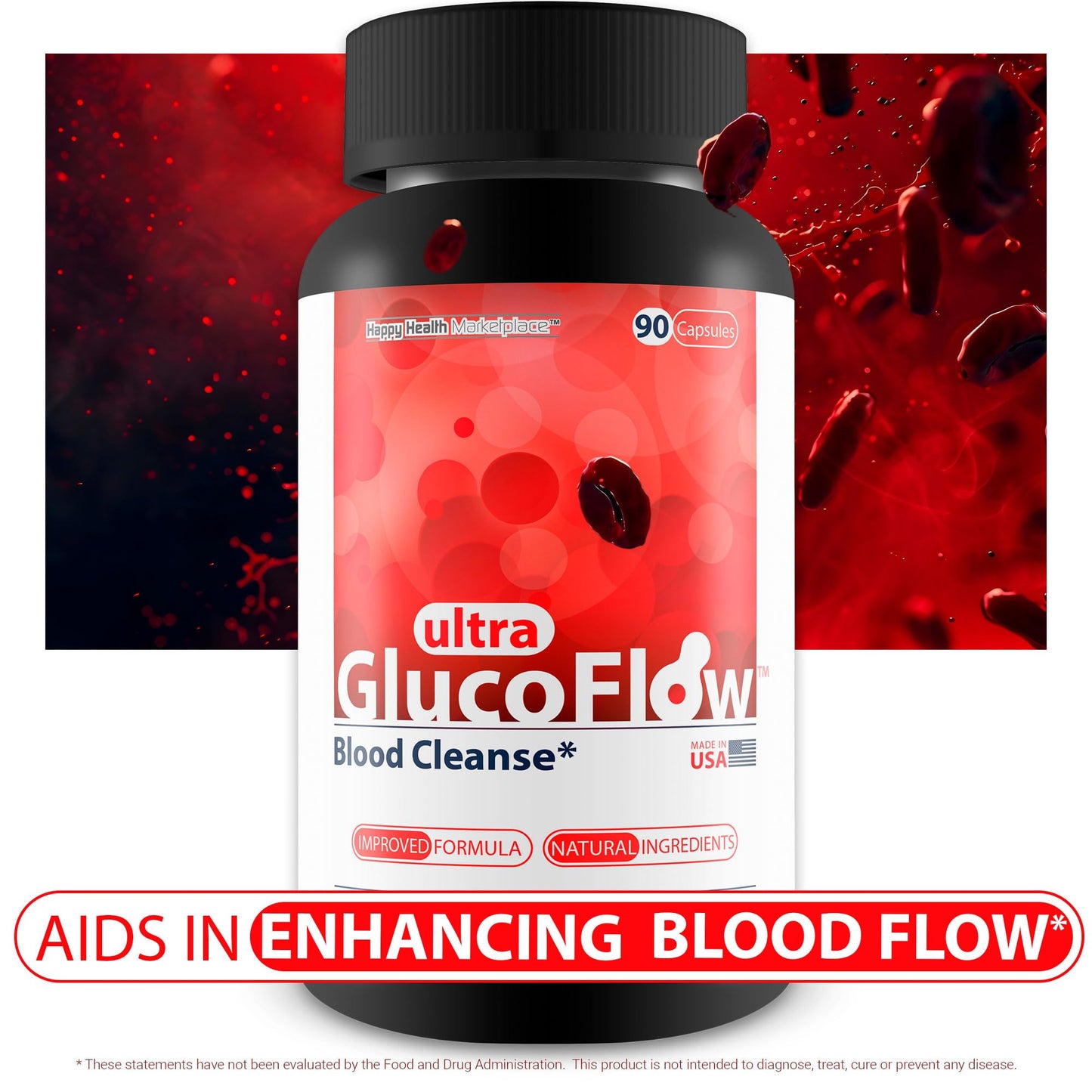 Ultra Gluco Flow - Improved Formula - Our Best Blood Cleanse Detox Cleanse Blood Support Pills - Blood Health Blood Circulation Pills Detox Cleanse Blood Gluco Bio Sweet Relief Glycogen Support - dailyvitalstore