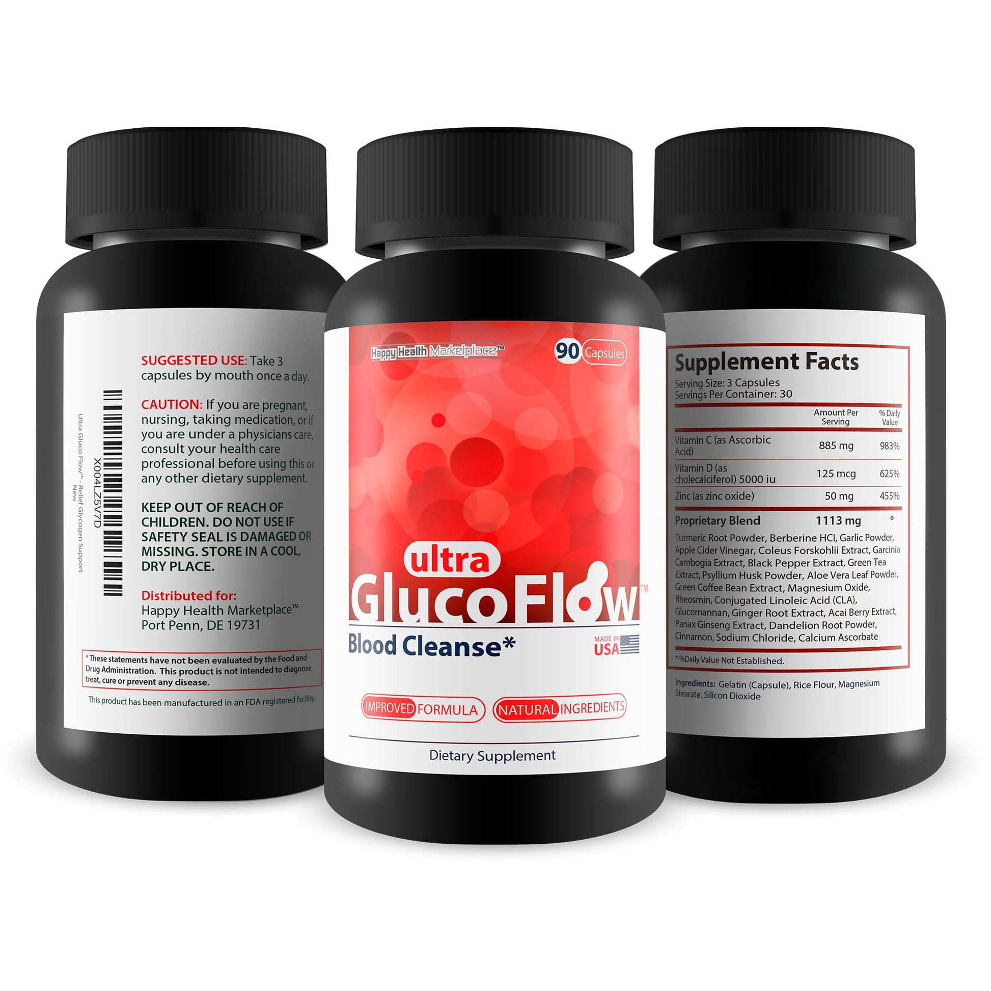 Ultra Gluco Flow - Improved Formula - Our Best Blood Cleanse Detox Cleanse Blood Support Pills - Blood Health Blood Circulation Pills Detox Cleanse Blood Gluco Bio Sweet Relief Glycogen Support - dailyvitalstore