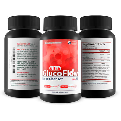 Ultra Gluco Flow - Improved Formula - Our Best Blood Cleanse Detox Cleanse Blood Support Pills - Blood Health Blood Circulation Pills Detox Cleanse Blood Gluco Bio Sweet Relief Glycogen Support - dailyvitalstore