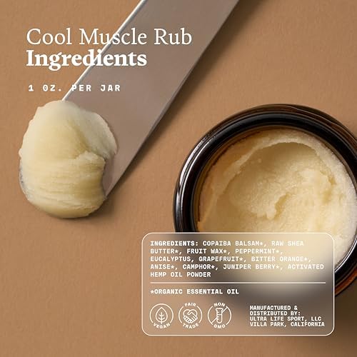 Ultra Life Sport – Premium Cooling Muscle Rub – Vegan Topical Balm with Peppermint & Bergamot – Organic, Non-GMO, Water-Based Formula – Clean Botanical Ingredients - dailyvitalstore
