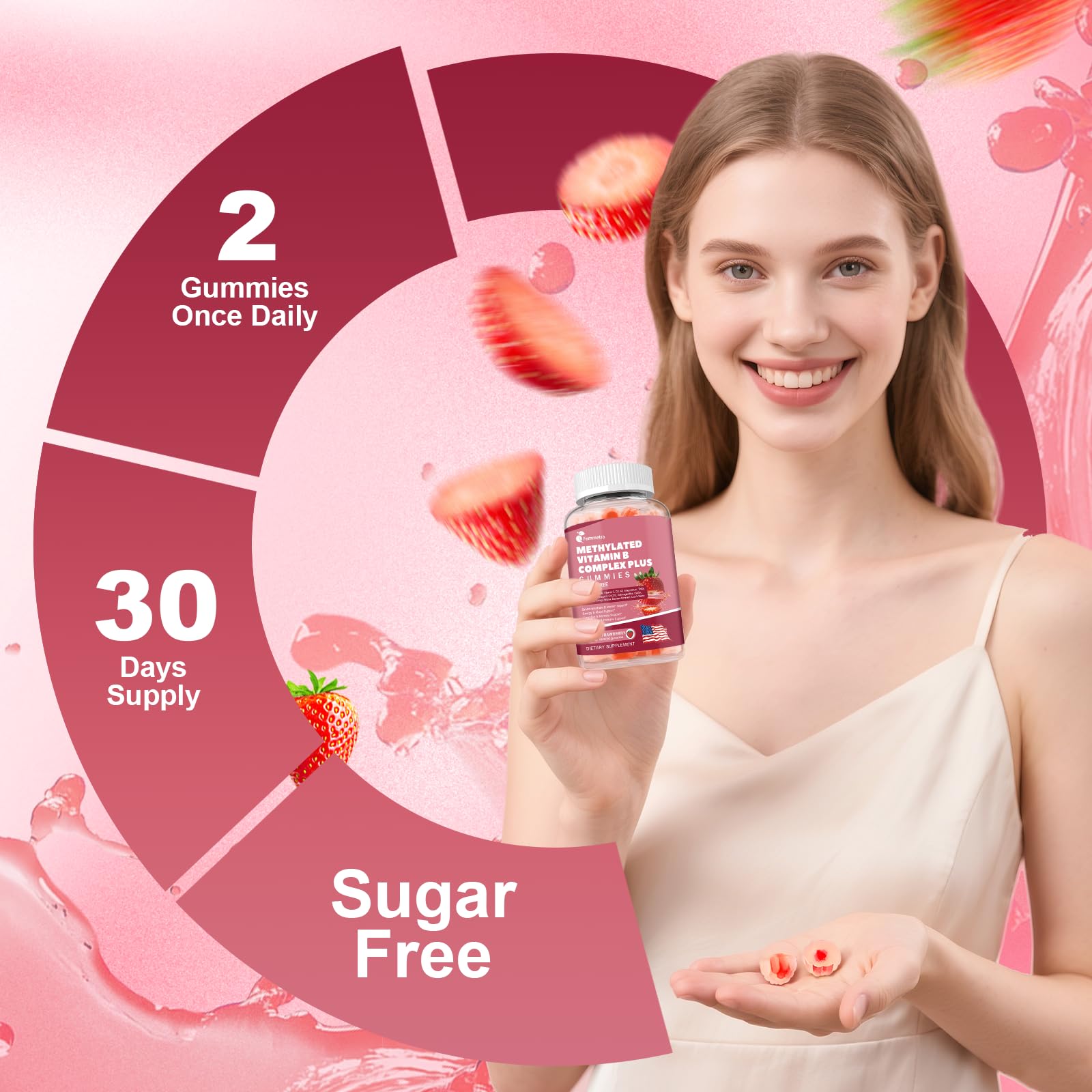 Ultra Methylated Vitamin B Complex Sugar Free Gummies - All B Vitamins + Vitamin C D3 K2 Ashwagandha Magnesium Omega 3 CoQ10 for Women Men - Methyl Vitamin B12 - dailyvitalstore