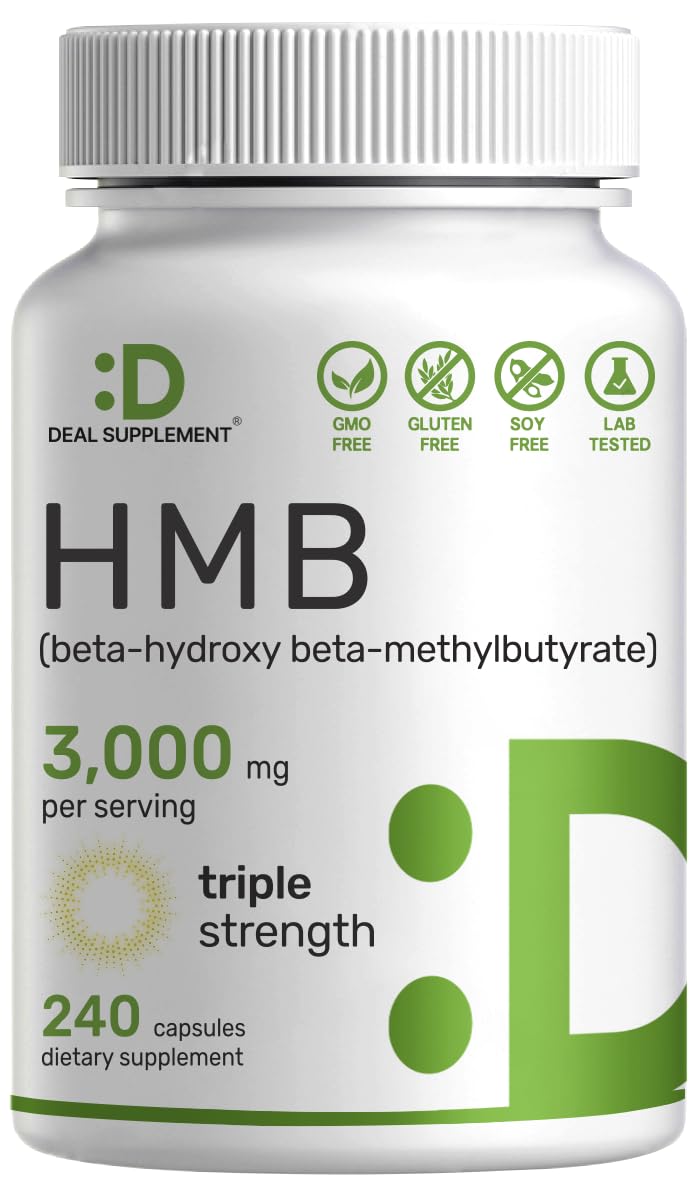 Ultra Strength HMB Supplements 3,000mg Per Serving, 240 Capsules | Third Party Tested | Supports Muscle Growth, Retention - dailyvitalstore
