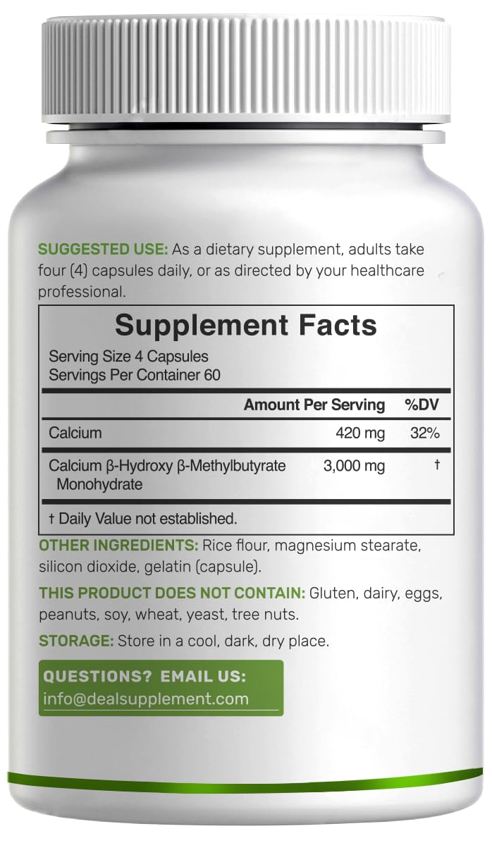 Ultra Strength HMB Supplements 3,000mg Per Serving, 240 Capsules | Third Party Tested | Supports Muscle Growth, Retention - dailyvitalstore