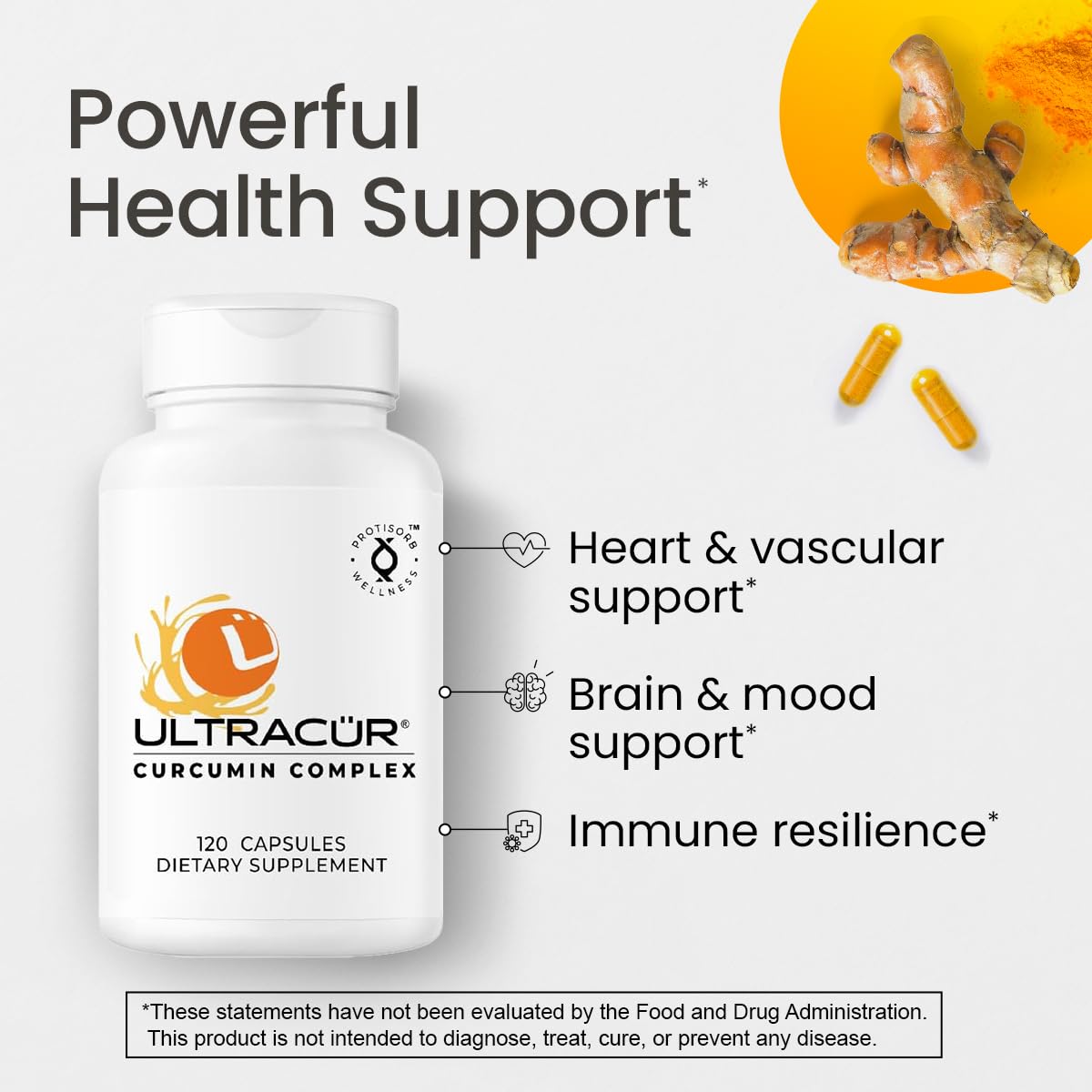 UltraCur Curcumin Complex Supplement - Ultra Bioavailable High Absorption Turmeric Curcumin Supplement for Joint, Muscle & Brain Support - Patented Protisorb for Premium Absorption – 120 Capsules - dailyvitalstore